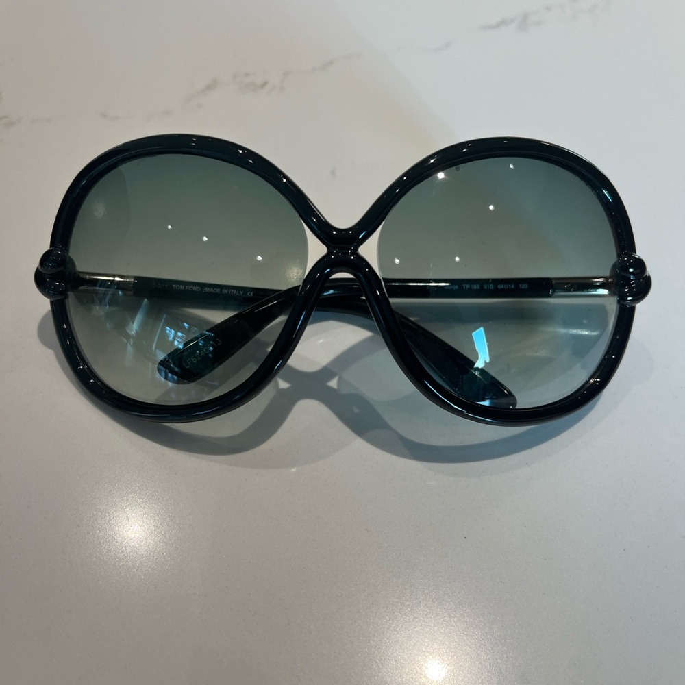 Tom Ford Black Frame Sunglasses with Green Gradient Lenses